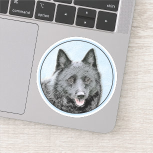 Adesivo Pintura de Schipperke - Arte de Cachorro Original
