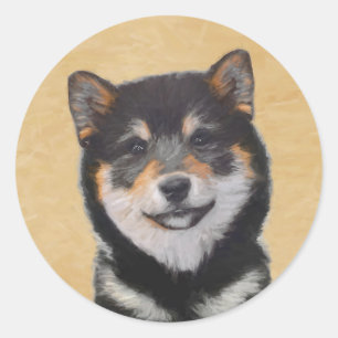 Adesivo Pintura de Shiba Inu (Preto e Latão) - Arte Canin
