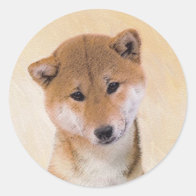 Adesivo Pintura de Shiba Inu (Vermelho) - Arte de Cachorro (Frente)