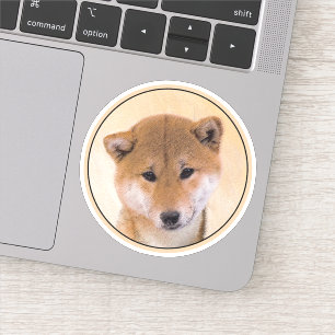 Adesivo Pintura de Shiba Inu (Vermelho) - Arte de Cachorro