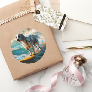 Adesivo Pintura de surf em lanterna inglesa setter Beach