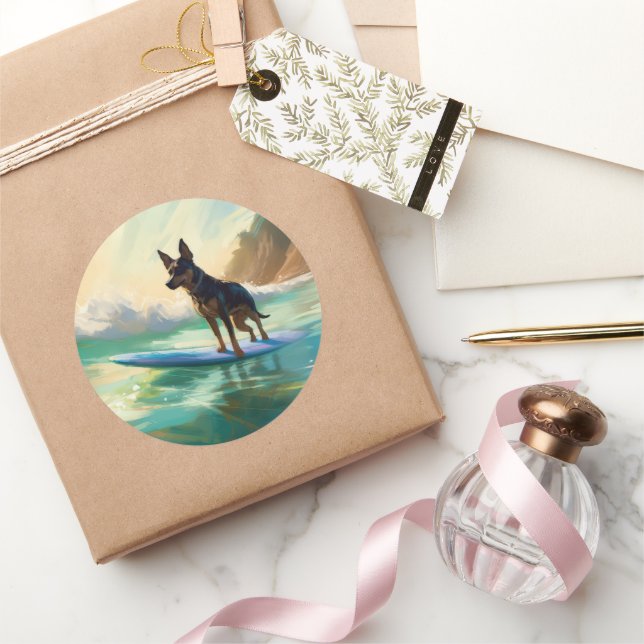 Adesivo Pintura de surf em praia australiana Kelpie (Presentear)