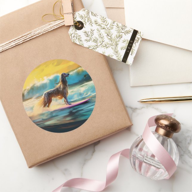 Adesivo Pintura de surf em praia de hound afegã (Presentear)