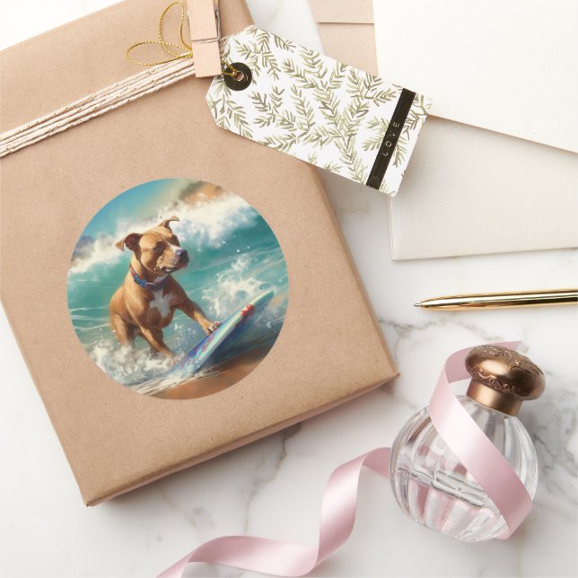 Adesivo Pintura de surfe em praia americana Staffordshire (Presentear)