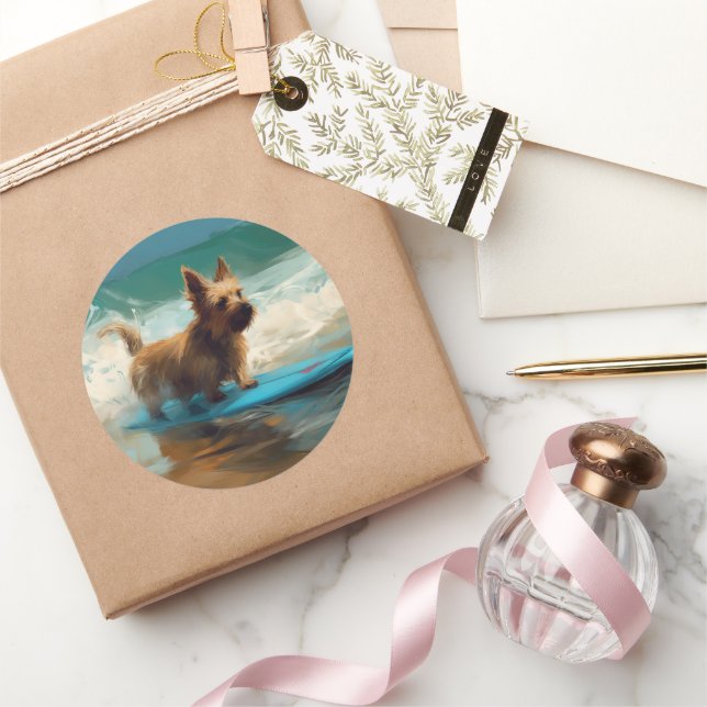 Adesivo Pintura de surfe na praia australiana Terrier (Presentear)