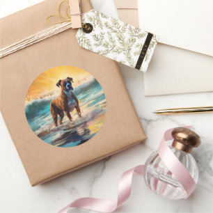 Adesivo Pintura de surfe na praia do Boxer