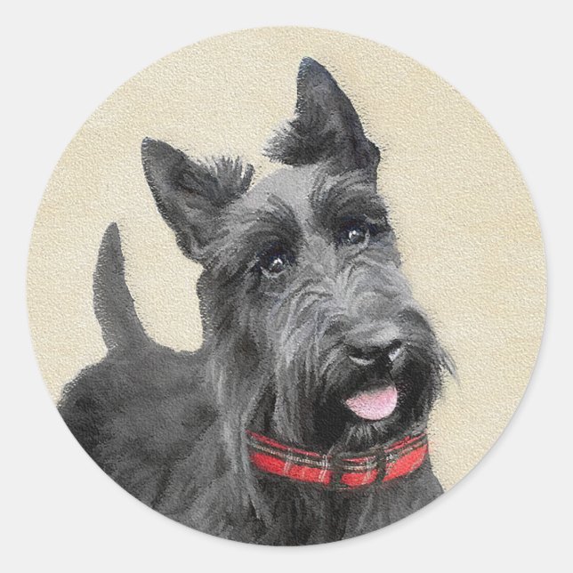 Adesivo Pintura de Terrier escocês - Arte de cão original  (Frente)