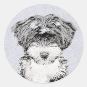 Adesivo Pintura de Terrier Tibetano - Arte de cão origina