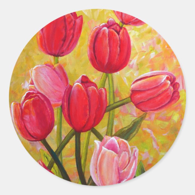 Adesivo Pintura de Tulipas Rosa e Vermelha (Frente)