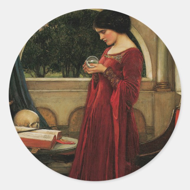Adesivo Pintura de Waterhouse da Mulher Cristal Ball (Frente)