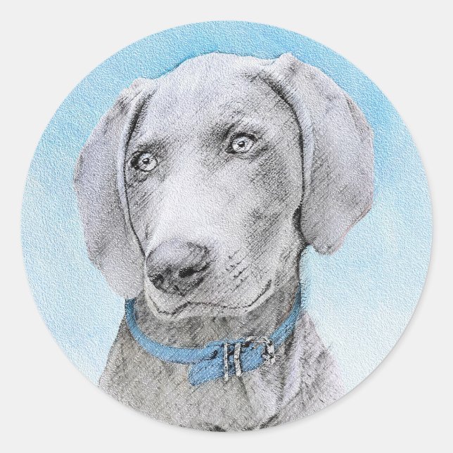 Adesivo Pintura de Weimaraner - Arte de Cachorro Original (Frente)