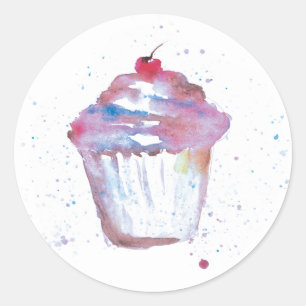 Adesivo Pintura do cupcake da aguarela