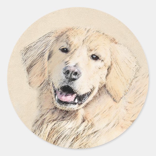 Adesivo Pintura do ouro Retriever - Arte Cachorra Original (Frente)