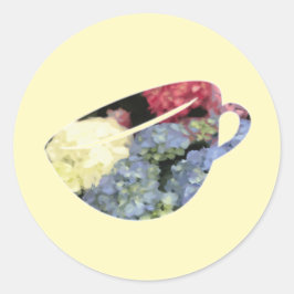 Adesivo Pintura do Teacup do Flor com Hipodrangea Azul e R