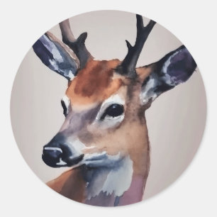 Adesivo Pintura em Aquarela de Retrato Selvagem, Veado