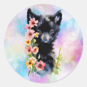 Adesivo Pintura em aquarela do filhote de Lobo Negro
