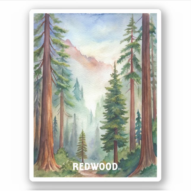Adesivo Pintura em Aquarela no Parque Nacional da Sequoia (Frente)