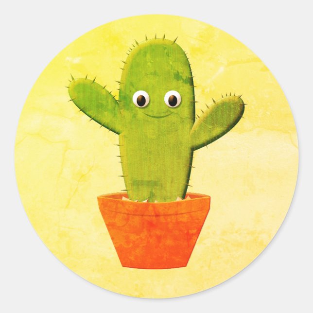 Adesivo Pintura em Cactus de Cartoon (Frente)