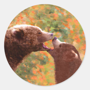 Adesivo Pintura em Cubo e Mãe de Urso Grizzly - Arte da V