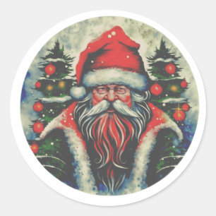 Adesivo Pintura em papai noel com árvores de Natal