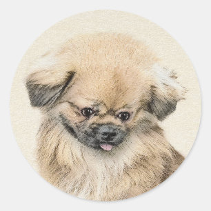 Adesivo Pintura em Pekingese - Arte de Cachorro Original