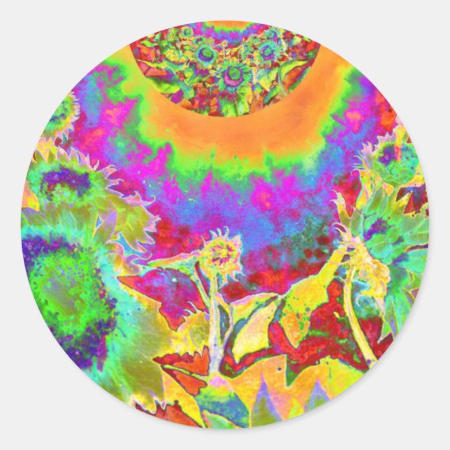 Adesivo Pintura floral de girassol abstrato azul (Frente)