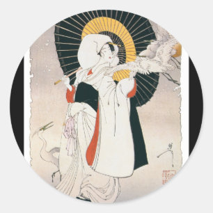 Adesivo Pintura impressionante bonita da mulher japonesa