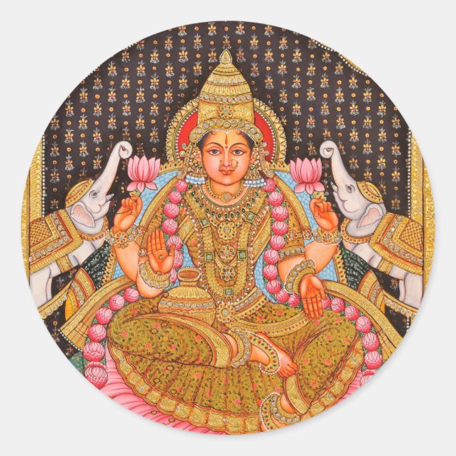 ADESIVO PINTURA INTRINCADA DE GAJA LAKSHMI TANJORE {IND (Frente)