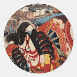 Adesivo Pintura japonesa do vintage - ator de Kabuki