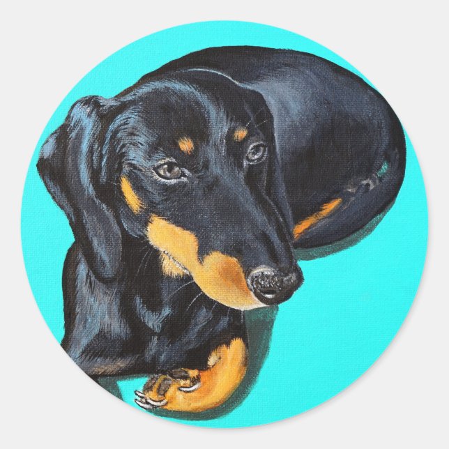 Adesivo Pintura Miniatura Dachshund - Disquete (Frente)