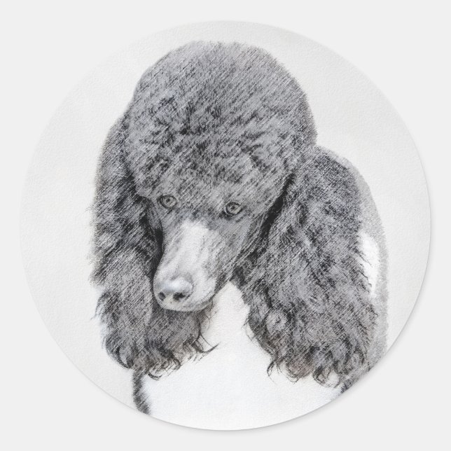 Adesivo Pintura Negra De Poodle Padrão - Arte Cão (Frente)