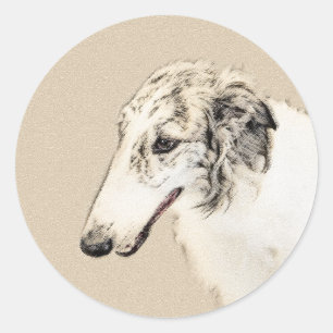 Adesivo Pintura Original de Cachorro Borzoi (Silver Brindl