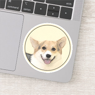Adesivo Pintura Pembroke Welsh Corgi - Arte Original de Ca