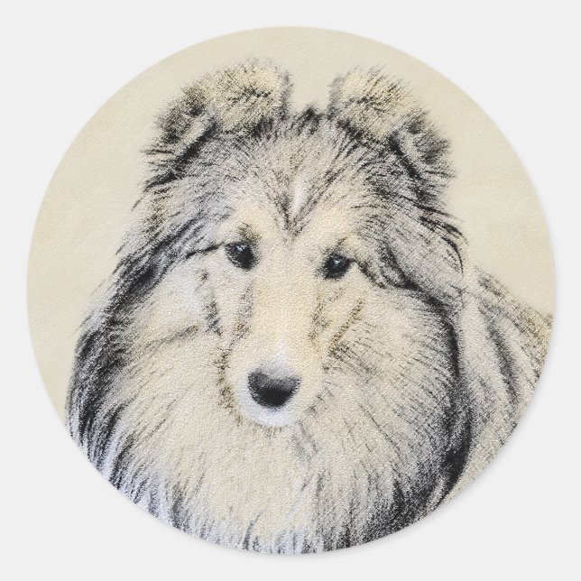 Adesivo Pintura Shetland Sheepdog - Arte Cachorreira Origi (Frente)