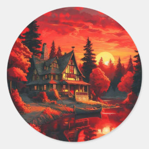 Adesivo Pintura solar com algodão e lago-66633