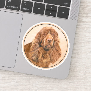 Adesivo Pintura Sussex Spaniel - Arte Cachorosa Original