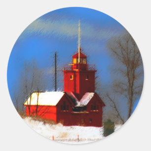 Adesivo Pintura vermelha grande do farol - arte original