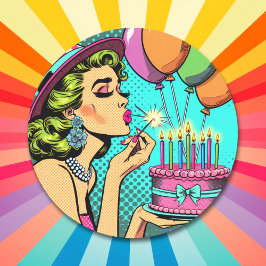 Adesivo Pinup Pop da Retrora e Bolo de Aniversário