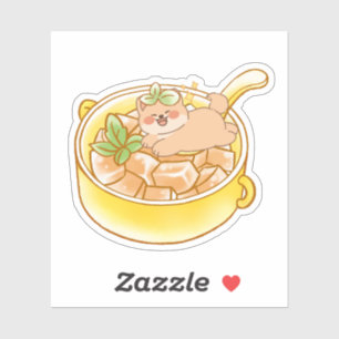 Adesivo Piou o cão Shiba em Tigela de Sopa Kawaii