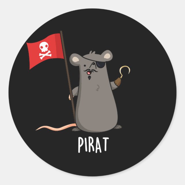 Adesivo Pirat Funny Pirate Rat Pun Dark BG (Frente)
