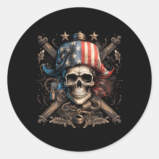 Adesivo Pirata 4 De Julho, Bandeira Americana América (Frente)