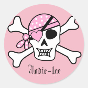 Adesivo Pirata cor-de-rosa personalizado
