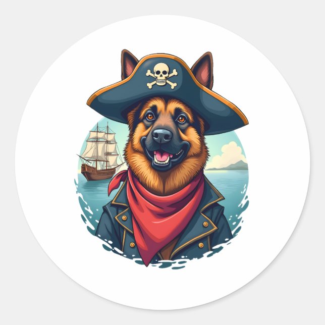 Adesivo Pirata de Cachorro german shepherd (Frente)