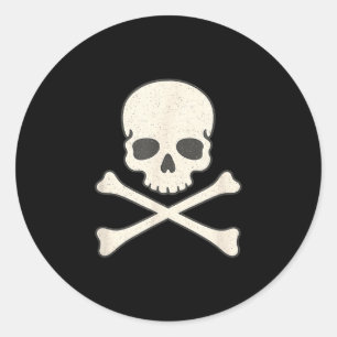 Adesivo Pirata de Halloween caveira e ossos cruzados vinta
