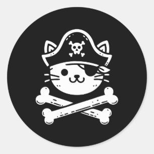Adesivo Pirata Gato Crossbones Gato Gato-Penteado Gato Gat