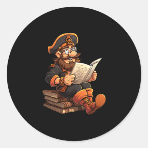 Adesivo Pirata lendo livro leitor de livro engraçado minho