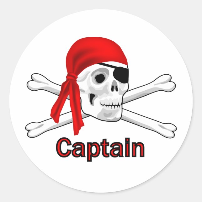 Adesivo Pirata o Capitão Caveira e o Bone Sticker (Frente)