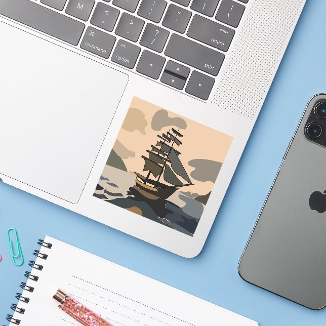 Adesivo Pirata Pirata Navio Pirata Pirata (Notebook com iPhone)