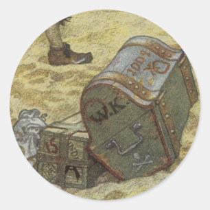 Adesivo Piratas Antigos, William Kidd Enterrando Tesouro