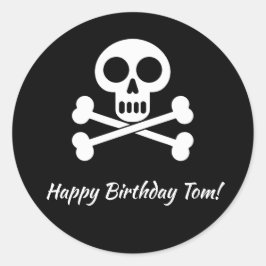 Adesivo Piratas Crânio e Crossbones Aniversário